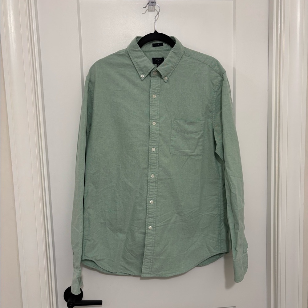 J. Crew Light Green Casual Button-Down Shirt